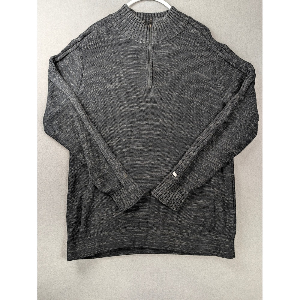 Columbia Mens Gray Marl 1/4 Zip Cotton Knit Sweater Pullover AM2901 Large